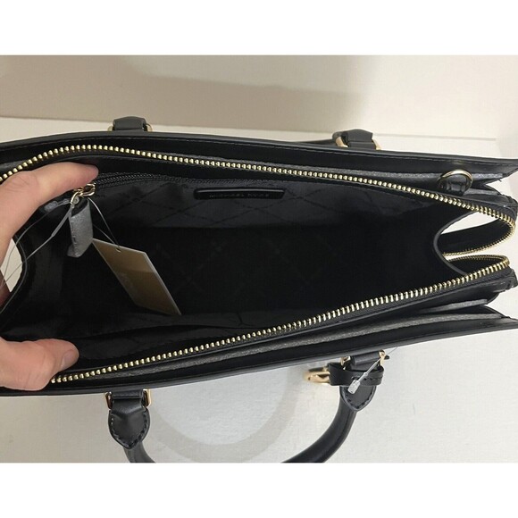 New Michael Kors Sheila Medium Saffiano Vegan Leather Satchel Black - Picture 4 of 7